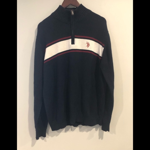 U.S. POLO ASSN MENS 1/4 zip pull over sweater - Picture 1 of 4